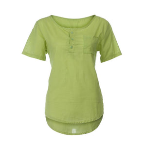 Corsion Clearance - Blusa de algodón y lino para mujer, de manga corta, casual